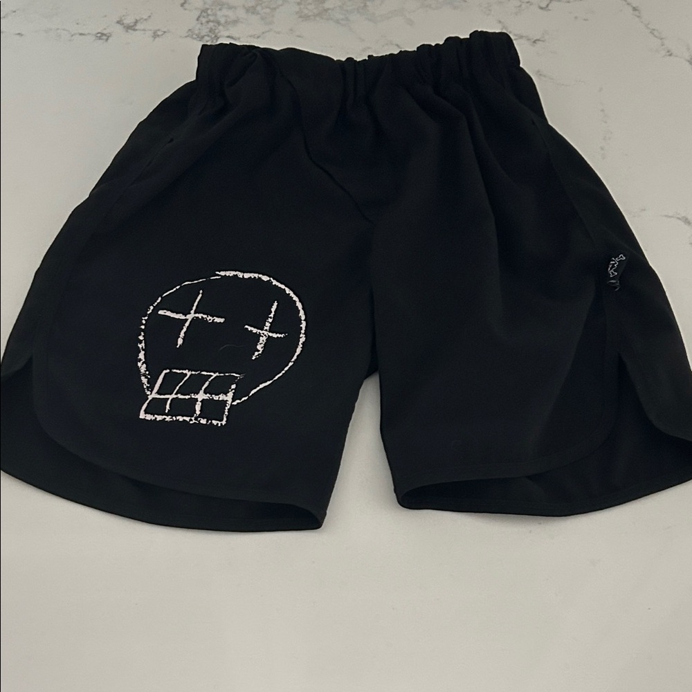 Nununu Black swim Shorts with White Skull Graphic